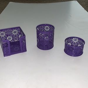 Metal desk accessory, set purple